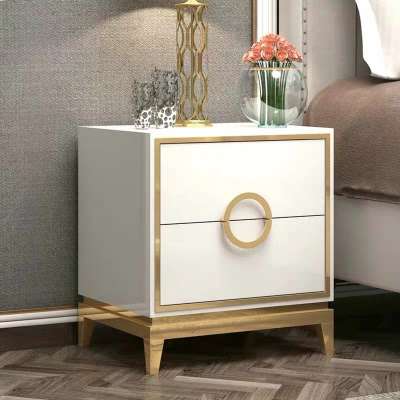 Nordic Italian nightstand light luxury modern nightstand stainless steel hardware nightstand