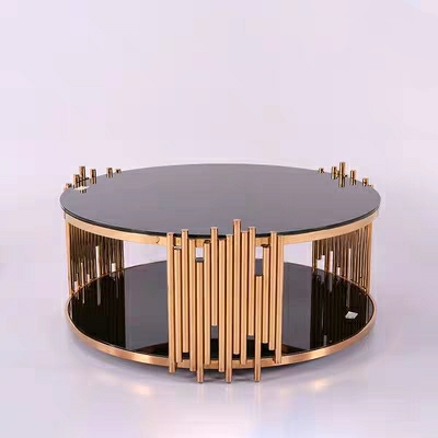 2019  home furniture center table gold metal frame black  tempered glass  coffee /tea table