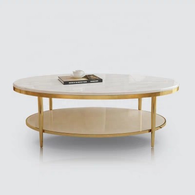 Stainless steel Rose gold or Titanium Artifical marble Ellipse coffee/tea table