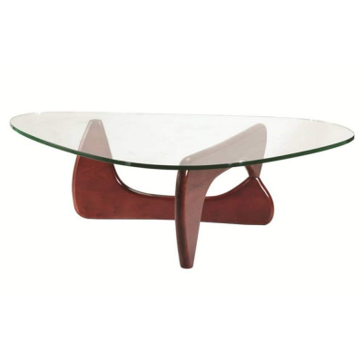 Modern Glass Top  Coffee Table With Wood Base